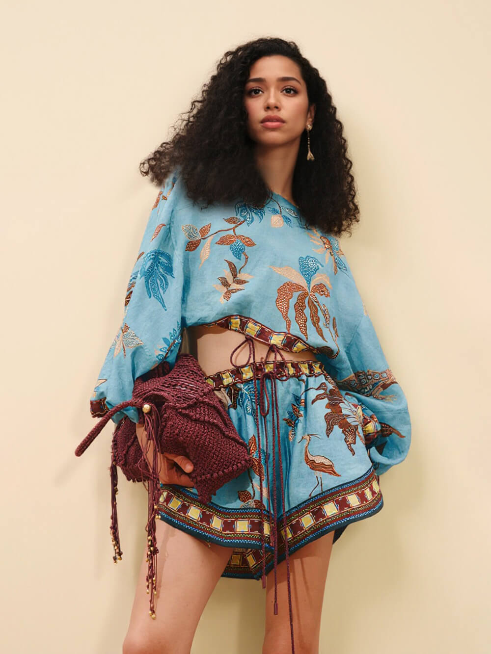 Printed Color Block Two-Piece Set