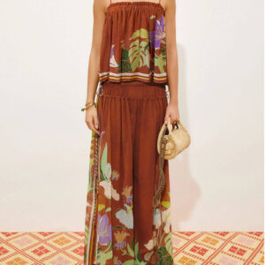 Spaghetti Strap Slit Wide-Leg Two-Piece Set