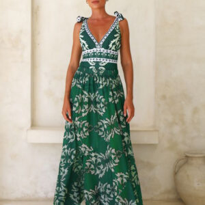 Printed V-Neck Two-Piece Set