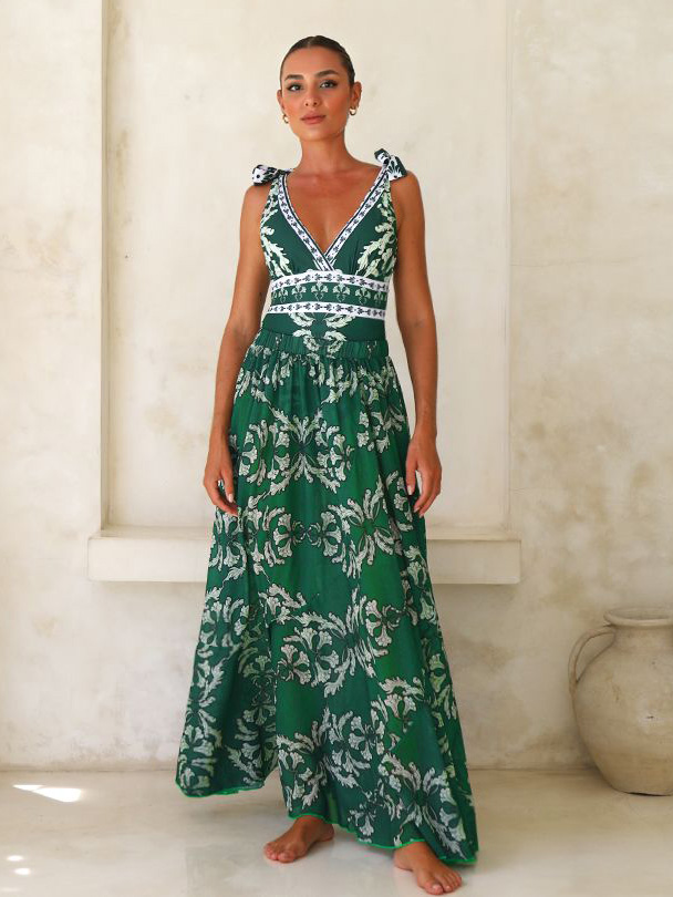 Printed V-Neck Two-Piece Set